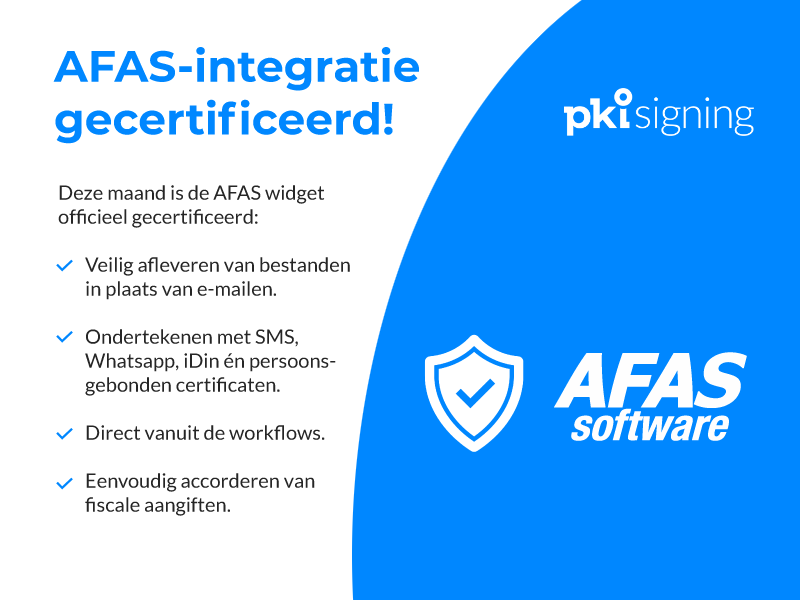 Integratie AFAS & PKIsigning gecertificeerd