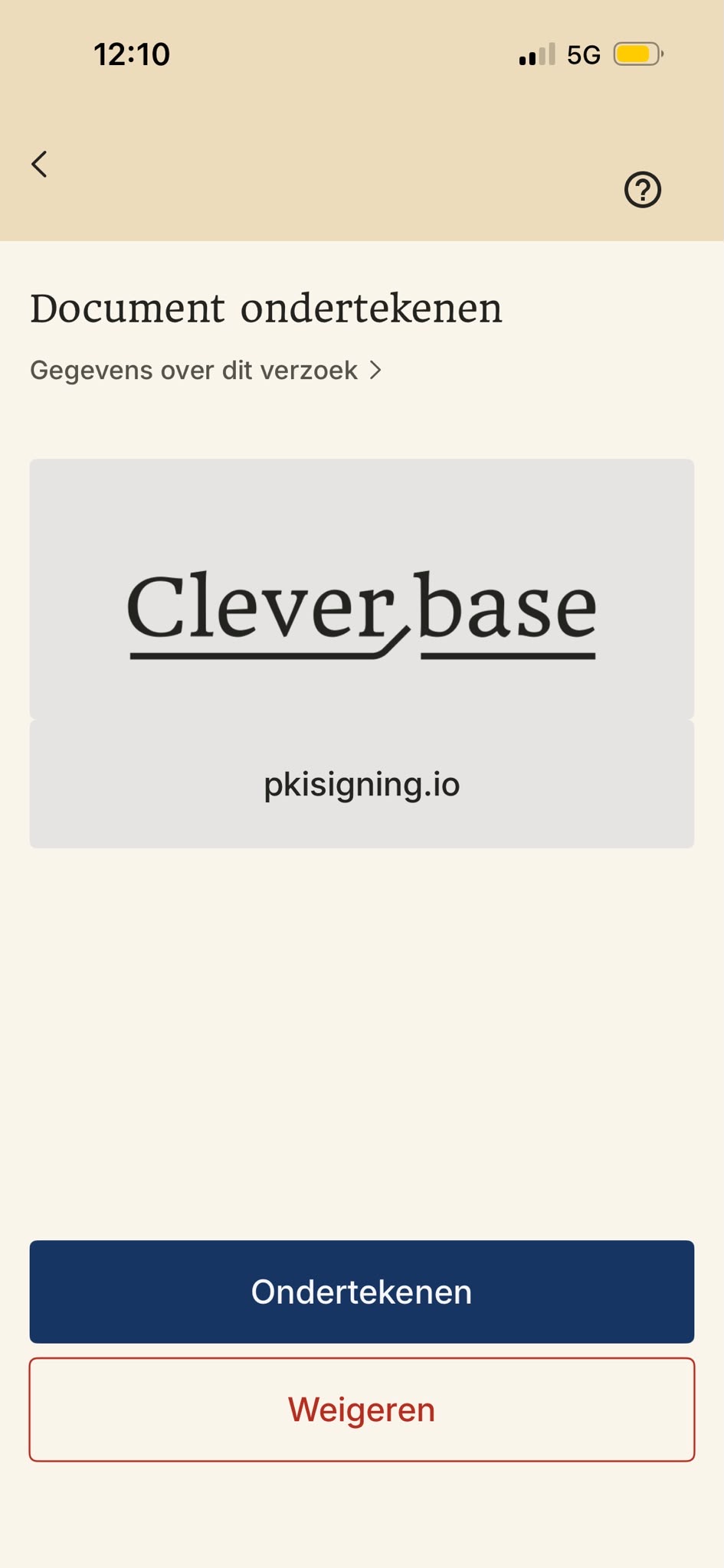 screenshot ondertekenen cleverbase